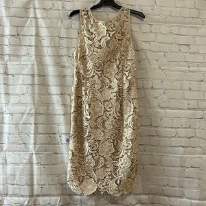 ADRIANNA PAPELL Womens Ivory Sleeveless Above, Knee Party Sheath Dress, Size 10